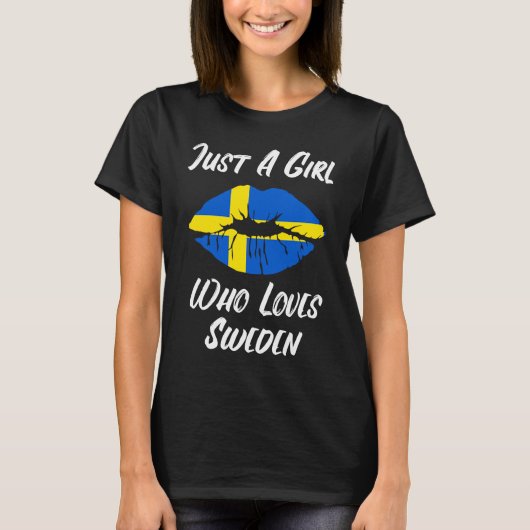 Lips Mouth Love Swedish Flag Sweden T-shirt (Voorkant)