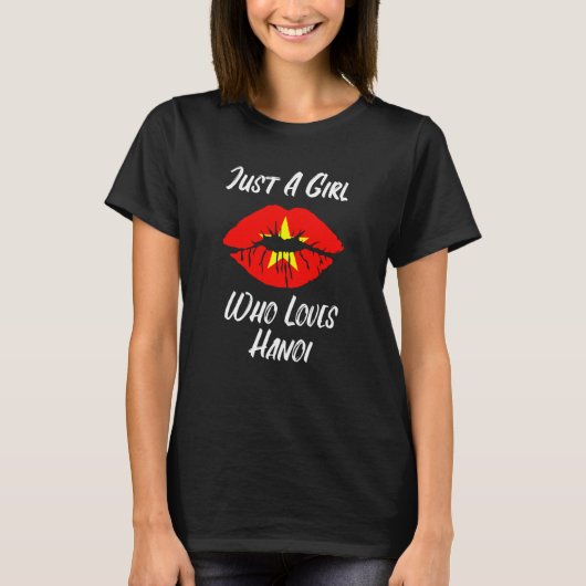 Lips Mouth Love Vietnamese Flag Hanoi T-shirt (Voorkant)