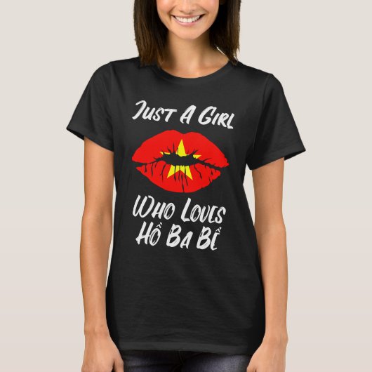 Lips Mouth Love Vietnamese Flag Ho Ba Be T-shirt (Voorkant)
