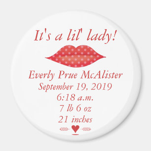 Lips Mrs Hipster Baby Girl  Retro Lil Lady Magneet