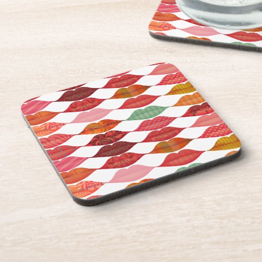 Lips Mrs Hipster  Retro Bride Bier Onderzetter (Linkerzijde)