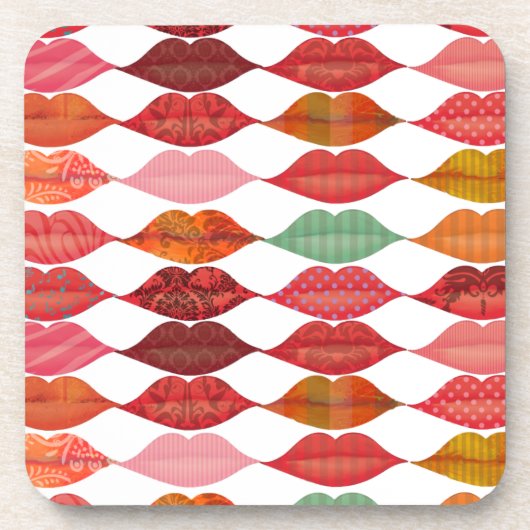 Lips Mrs Hipster  Retro Bride Bier Onderzetter (Voorkant)