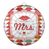 Lips Mrs Hipster  Retro Bride Dartbord (Voorkant)