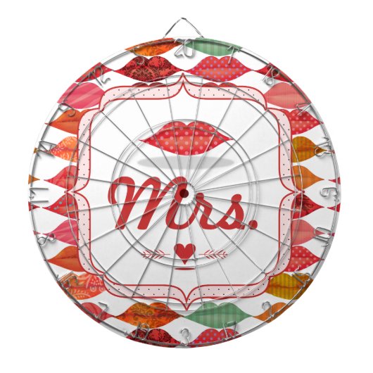 Lips Mrs Hipster  Retro Bride Dartbord (Voorkant)