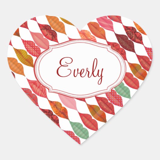 Lips Mrs Hipster  Retro Bride Hart Sticker (Voorkant)