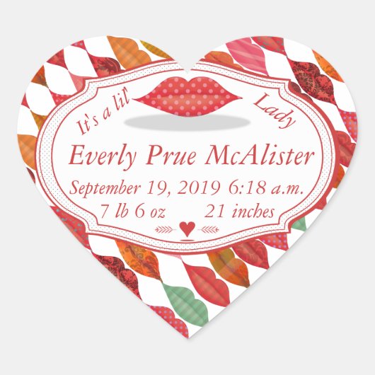 Lips Mrs Hipster  Retro Bride Hart Sticker (Voorkant)