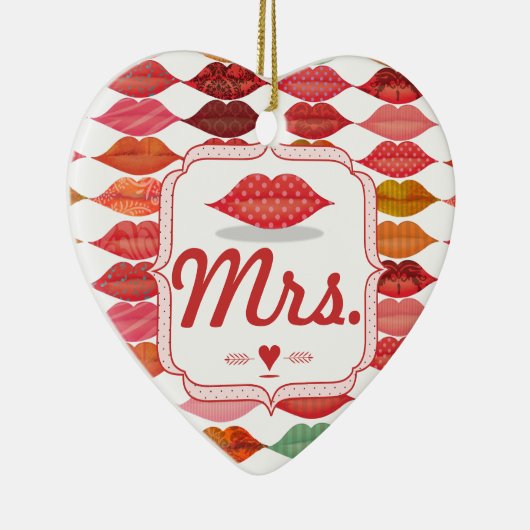 Lips Mrs Hipster  Retro Bride Keramisch Ornament (Rechts)