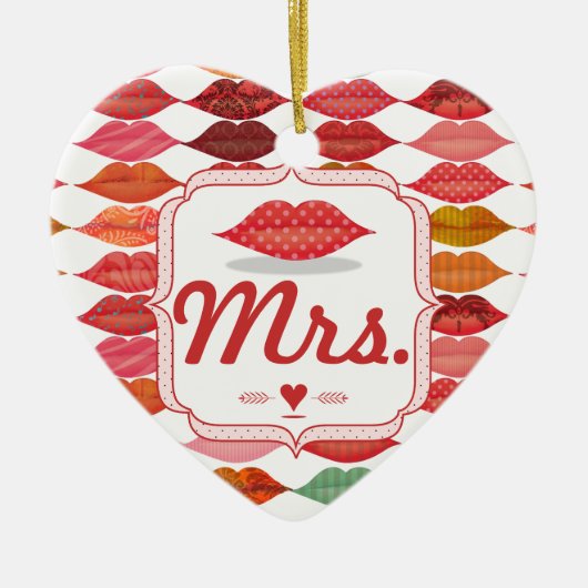 Lips Mrs Hipster Retro Bride Keramisch Ornament (Voorkant)