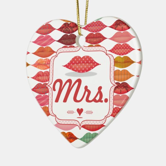 Lips Mrs Hipster  Retro Bride Keramisch Ornament (Links)