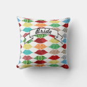 Lips Mrs Hipster Retro Bride Kussen (Voorkant)