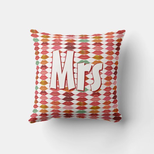 Lips Mrs Hipster  Retro Bride Kussen (Achterkant)
