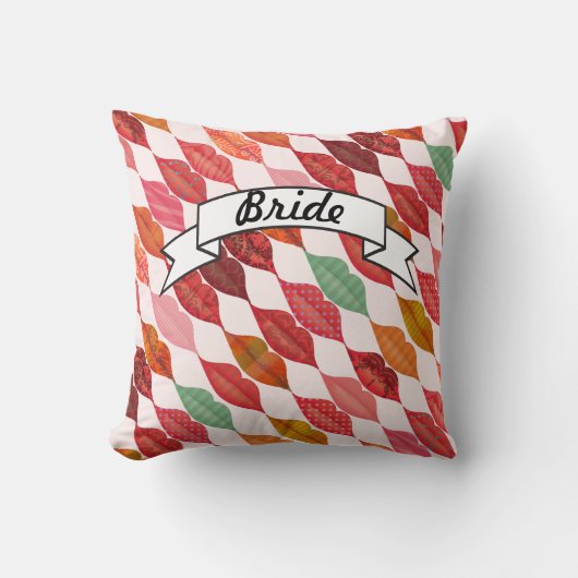 Lips Mrs Hipster  Retro Bride Kussen (Voorkant)