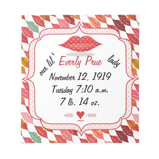 Lips Mrs Hipster  Retro Bride Notitieblok (Voorkant)