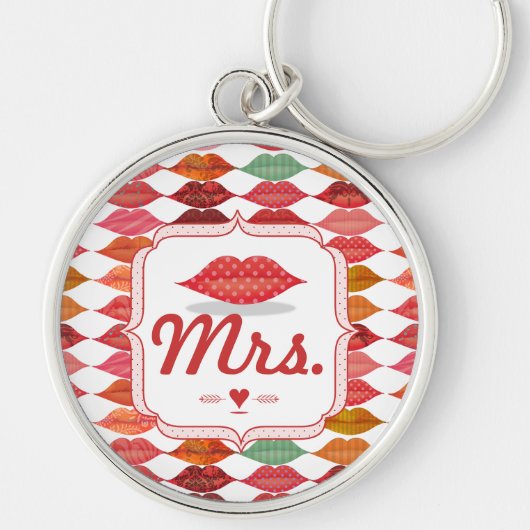 Lips Mrs Hipster Retro Bride Sleutelhanger (Voorkant)