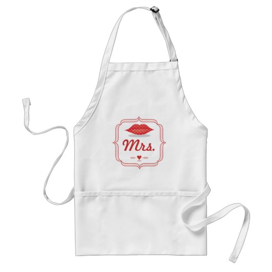 Lips Mrs Hipster Retro Bride Standaard Schort (Voorkant)