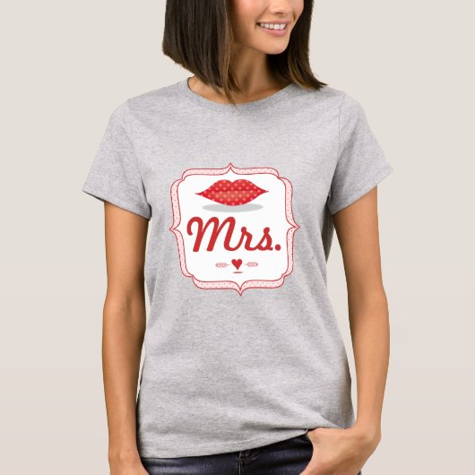 Lips Mrs Hipster  Retro Bride T-shirt (Voorkant)