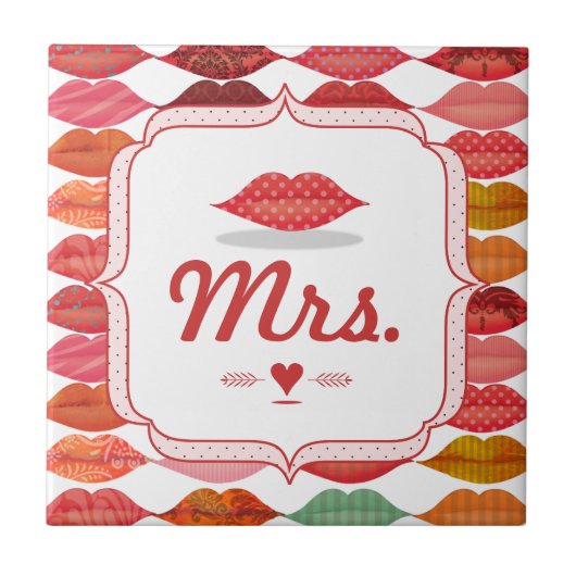 Lips Mrs Hipster  Retro Bride Tegeltje (Voorkant)