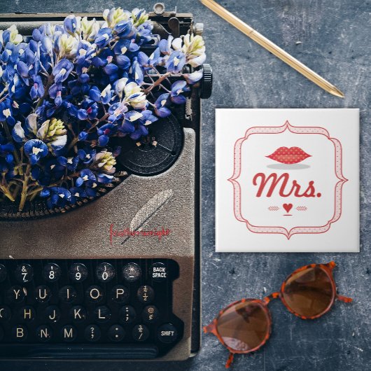 Lips Mrs Hipster Retro Bride Tegeltje