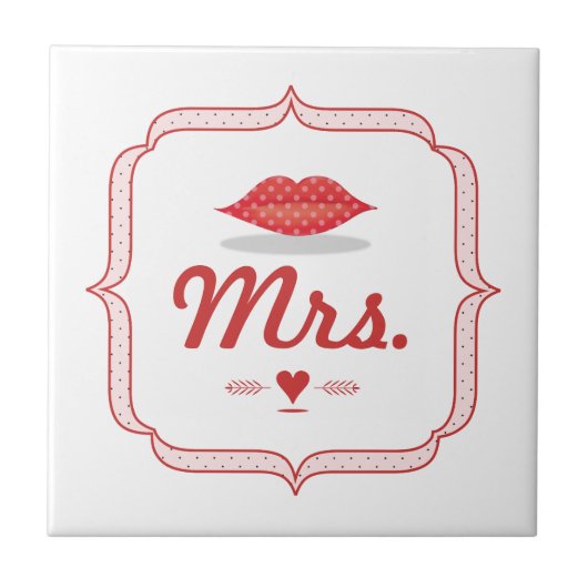 Lips Mrs Hipster Retro Bride Tegeltje (Voorkant)