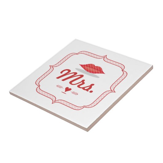 Lips Mrs Hipster Retro Bride Tegeltje (Zijkant)