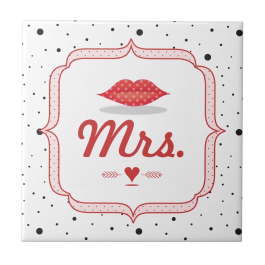 Lips Mrs Hipster  Retro Bride Tegeltje (Voorkant)