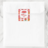 Lips Mrs Hipster Retro Bride Vierkante Sticker (Tas)