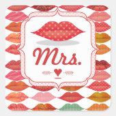Lips Mrs Hipster Retro Bride Vierkante Sticker (Voorkant)