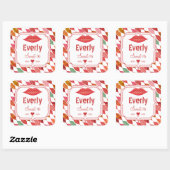 Lips Mrs Hipster  Retro Bride Vierkante Sticker (Vel)