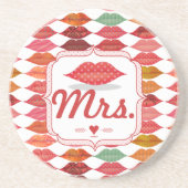 Lips Mrs Hipster  Retro Bride Zandsteen Onderzetter (Voorkant)