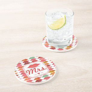 Lips Mrs Hipster  Retro Bride Zandsteen Onderzetter