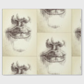 Lips & Neus Potlood Tekening Inpakpapier (Vlak)