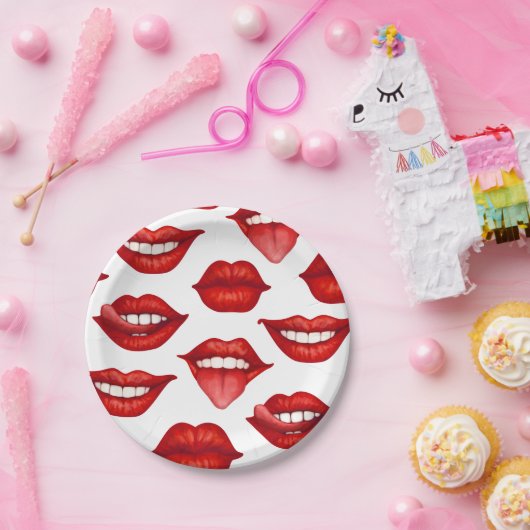 Lips Papieren Bordje (Feest)