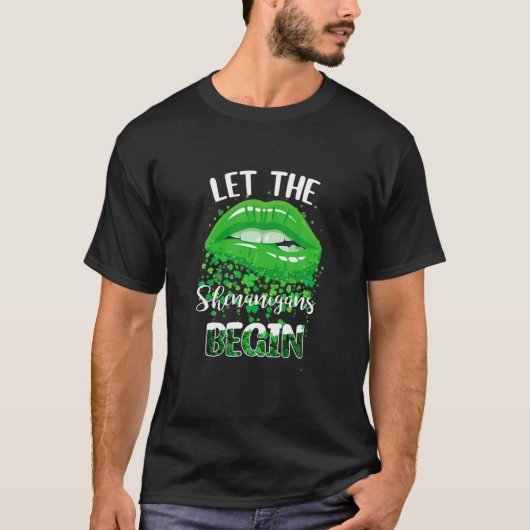 Lips Patrick'S Day Women Let Shenanigans Begin Sha T-shirt (Voorkant)