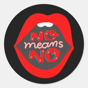 Lips pop Art No betekent geen toestemmingsbewustzi Ronde Sticker