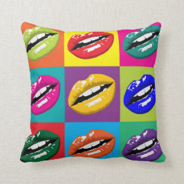 Lips Pop Art Vierkanten Groot Lettertype Kussen