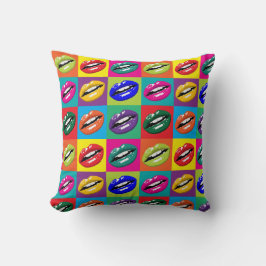 Lips Pop Art Vierkantjes Medium Print Kussen