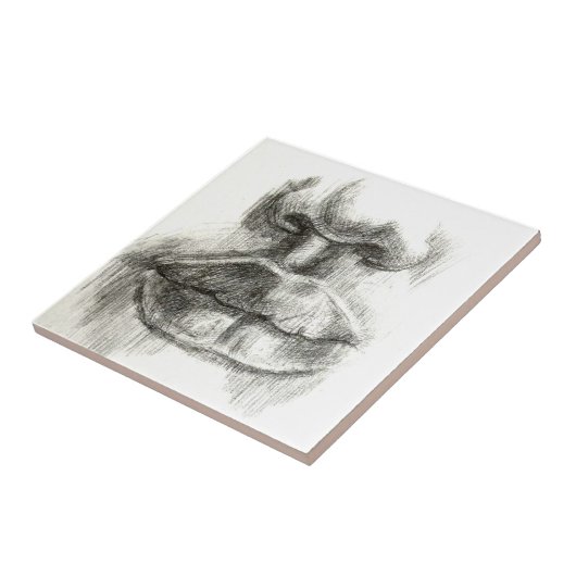 Lips Potlood Schets Keramische Fotostapel Tegeltje (Zijkant)