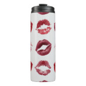Lips Print Pattern – Chic Kiss Beauty Design Thermosbeker (Voorkant)
