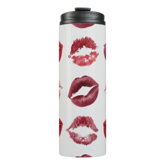 Lips Print Pattern – Chic Kiss Beauty Design Thermosbeker (Voorkant)