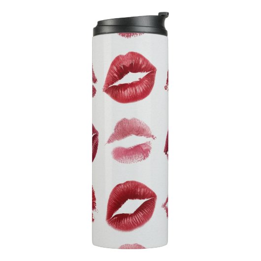 Lips Print Pattern – Chic Kiss Beauty Design Thermosbeker (Gedraaid links)