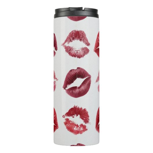 Lips Print Pattern – Chic Kiss Beauty Design Thermosbeker (Achterkant)