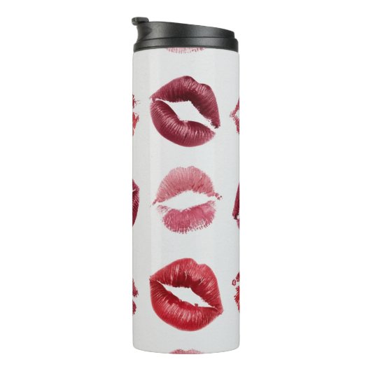 Lips Print Pattern – Chic Kiss Beauty Design Thermosbeker (Geroteerd rechts)
