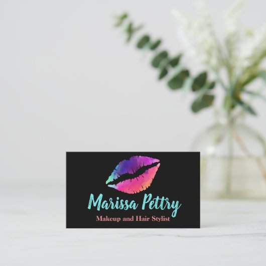 Lips Rainvow, Makeup kunstenaar, afspraak Visitekaartje (Staand voorkant)