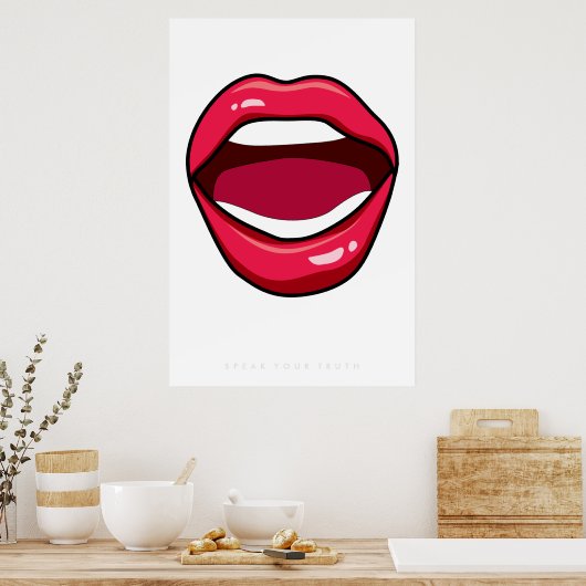 Lips Retro Pop Art Poster 60s 70s | Citaat (Keuken)