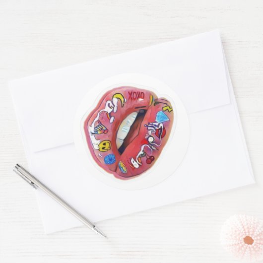 Lips Ronde Sticker (Envelop)