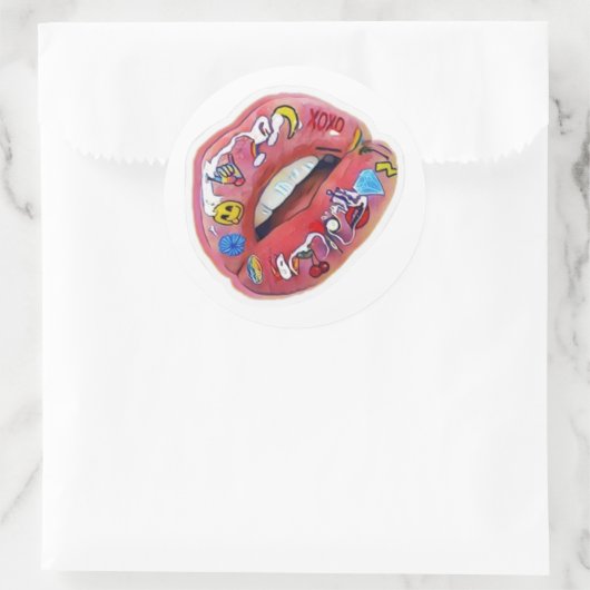 Lips Ronde Sticker (Tas)