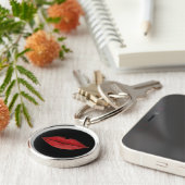 Lips - rood en zwart ontwerp sleutelhanger (Zijkant)