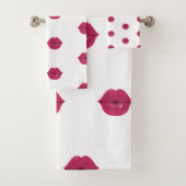 Lips Shower Curtain Pink Kiss lipstick Bad Handdoek (Insitu)