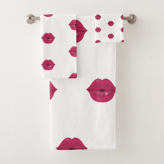Lips Shower Curtain Pink Kiss lipstick Bad Handdoek (Insitu)