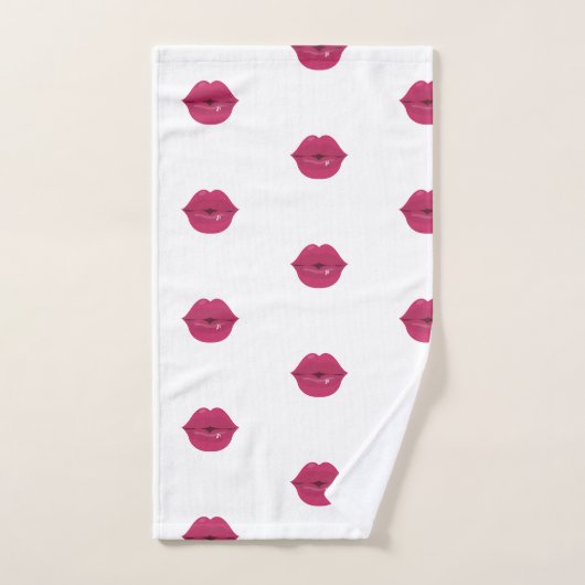 Lips Shower Curtain Pink Kiss lipstick Bad Handdoek (Handdoek)